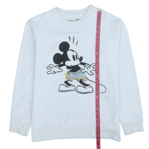 ZARA Disney Women White Mickey Mouse Pullover Sweatshirt M
