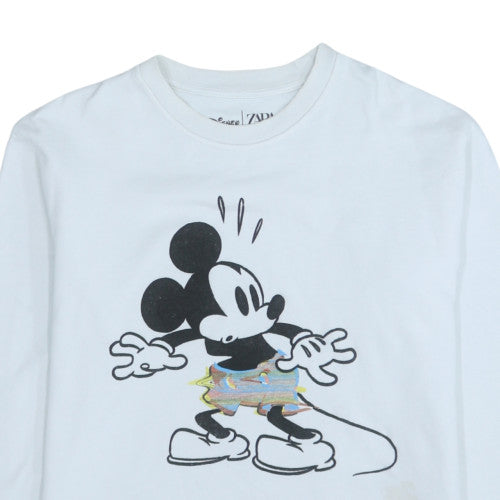 ZARA Disney Women White Mickey Mouse Pullover Sweatshirt M