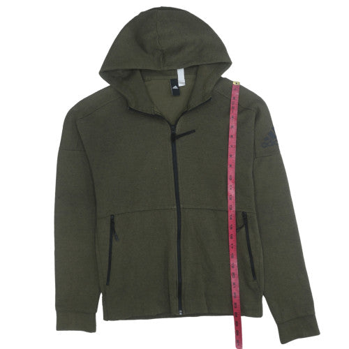 Adidas Men's Green Full Zip Hoodie Size S Lightweight Sportswear