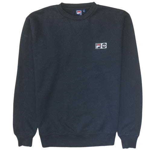 Fila Men's Black Small Crew Neck Sweatshirt Logo Cotton Blend