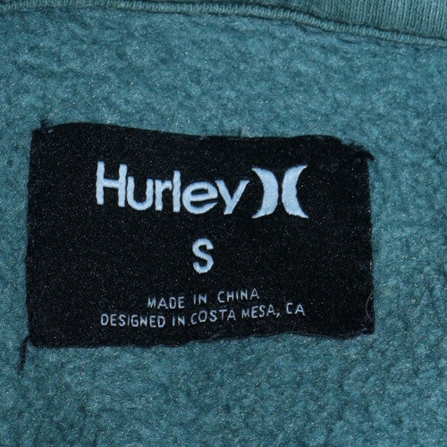 Hurley Men’s Green Pullover Hoodie Small Fleece Logo Sweatshirt