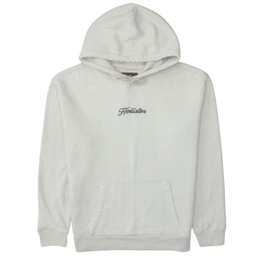 Hollister Men's Beige Pullover Hoodie Size L Embroidered Logo