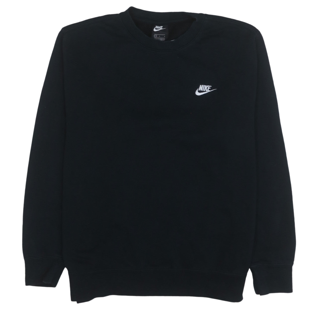 Nike Men Black Crew Neck Pullover Sweatshirt L Regular Fit