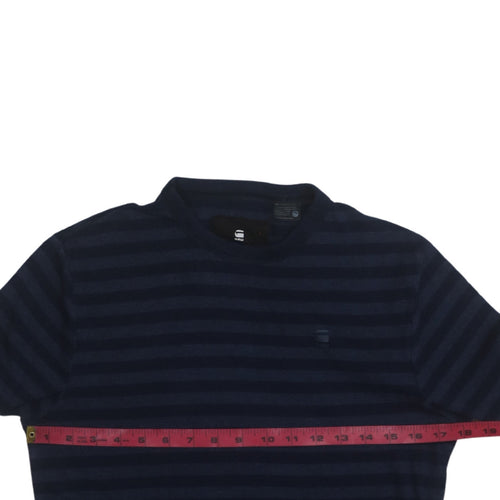G-Star Raw Men's Blue Striped Slim Fit Cotton T-Shirt M