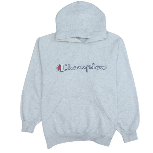 Champion Mens Grey Pullover Hoodie M Classic Logo Fleece Sweatshirt