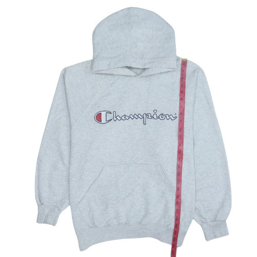 Champion Mens Grey Pullover Hoodie M Classic Logo Fleece Sweatshirt
