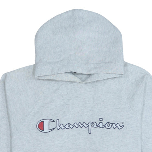 Champion Mens Grey Pullover Hoodie M Classic Logo Fleece Sweatshirt