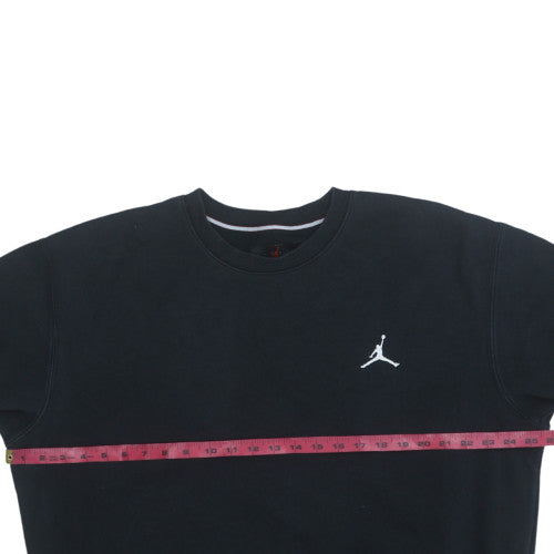 Jordan Mens Black Crew Neck Pullover Sweatshirt M Logo Fleece