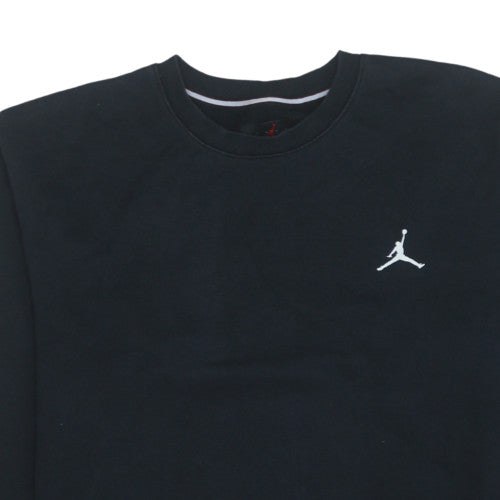 Jordan Mens Black Crew Neck Pullover Sweatshirt M Logo Fleece
