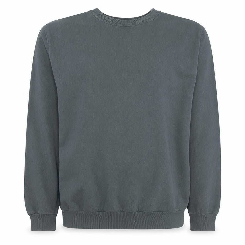 Front view of Puma men’s grey crew neck pullover sweatshirt m regular fit