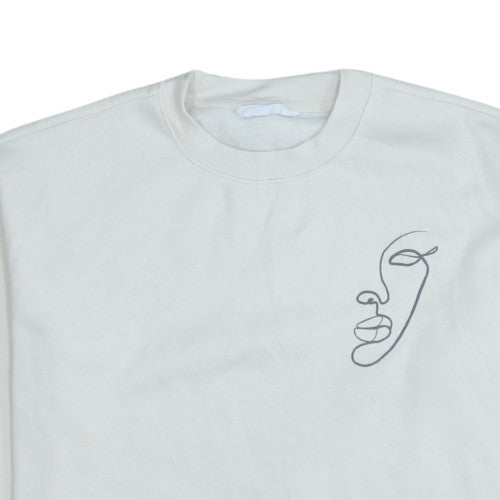 Primark Women White Embroidered Face Pullover Sweatshirt M