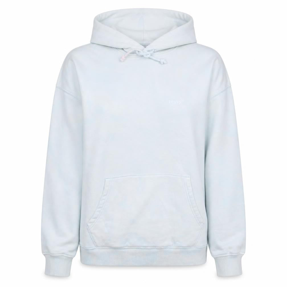 Front view of Levi's Women's Light Blue Relaxed Pullover Hoodie, size M