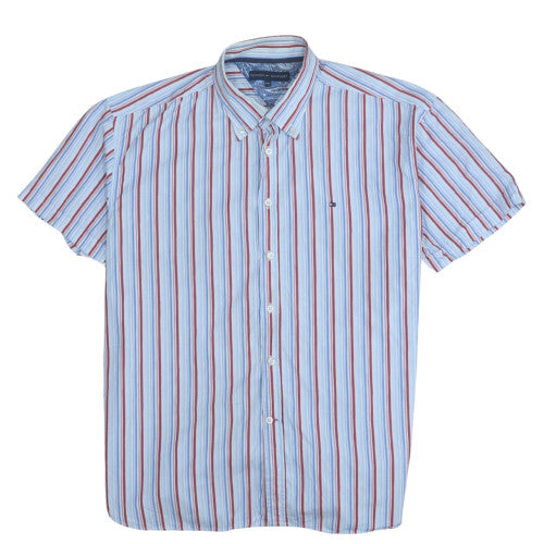 Tommy Hilfiger Men's Blue Striped Button-Down Cotton Shirt 2XL