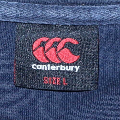 Canterbury Mens Blue Pullover Rugby Hoodie Size L Fleece Sweatshirt