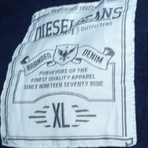 Diesel Mens Blue XL 1/2 Zip Hoodie Sweatshirt with Logo