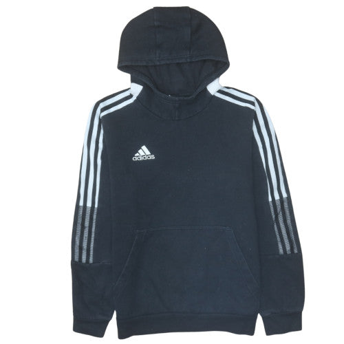 Adidas Boys Black Pullover Hoodie 15-16 Years Fleece Lined Sportswear