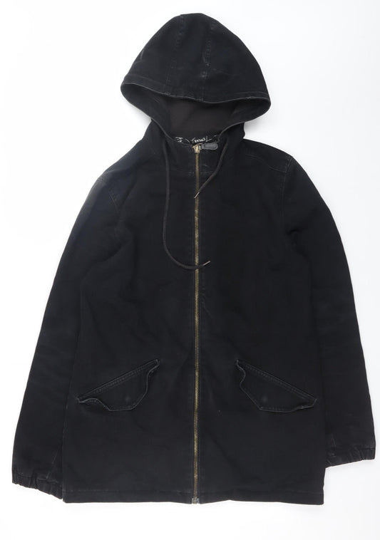 Antioch Men's Black Cotton Hooded Parka Jacket Size S