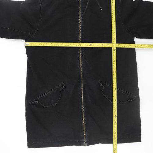 Antioch Men's Black Cotton Hooded Parka Jacket Size S