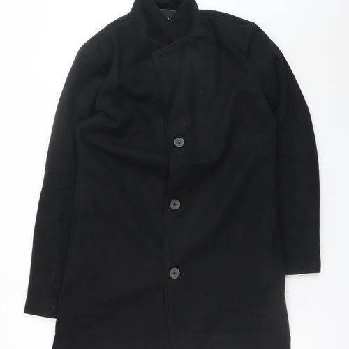 Fashion Men's Black XL Mid-Length Polyester Overcoat