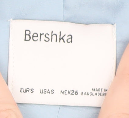 Bershka Women's Blue Satin Blazer Size 10 Mid-Length Smart Jacket