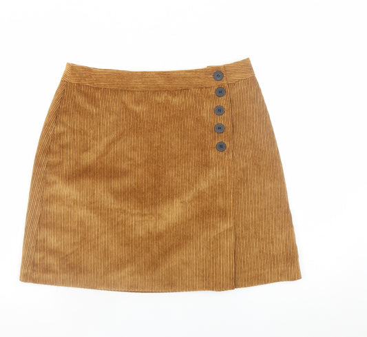 Tu Women’s Brown A-Line Corduroy Button Skirt Size 14