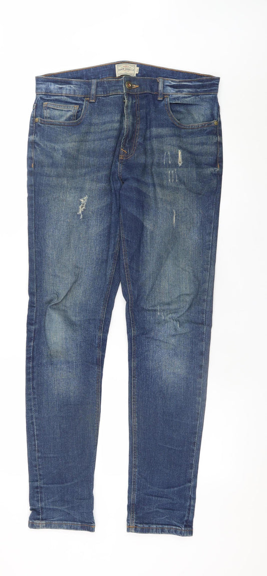 Next Men's Blue Straight Leg Denim Jeans 32W 33L Regular Fit