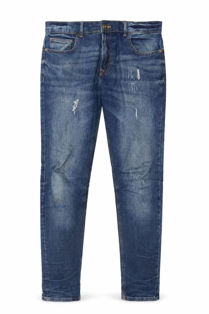 Front view of Next Men's Blue Straight Leg Denim Jeans 32W 33L Regular Fit