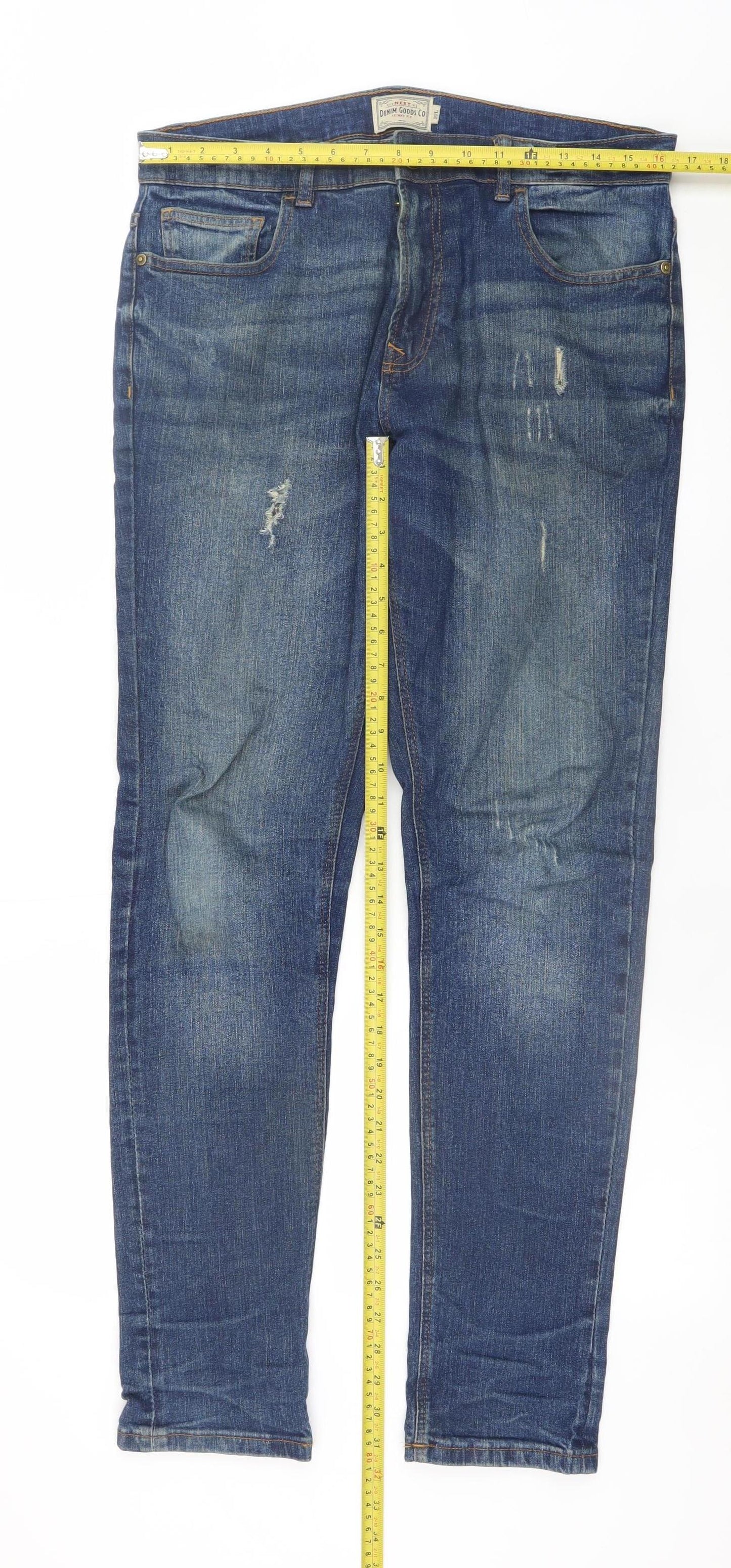 Next Men's Blue Straight Leg Denim Jeans 32W 33L Regular Fit