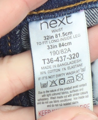 Next Men's Blue Straight Leg Denim Jeans 32W 33L Regular Fit