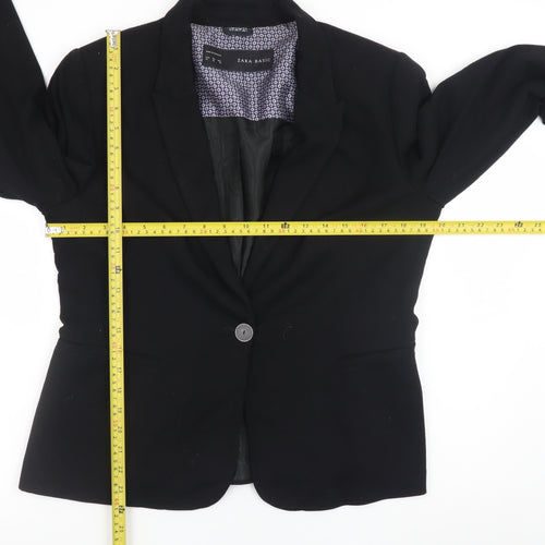 Zara Women Black Size 14 Blazer Jacket Lined Single-Breasted