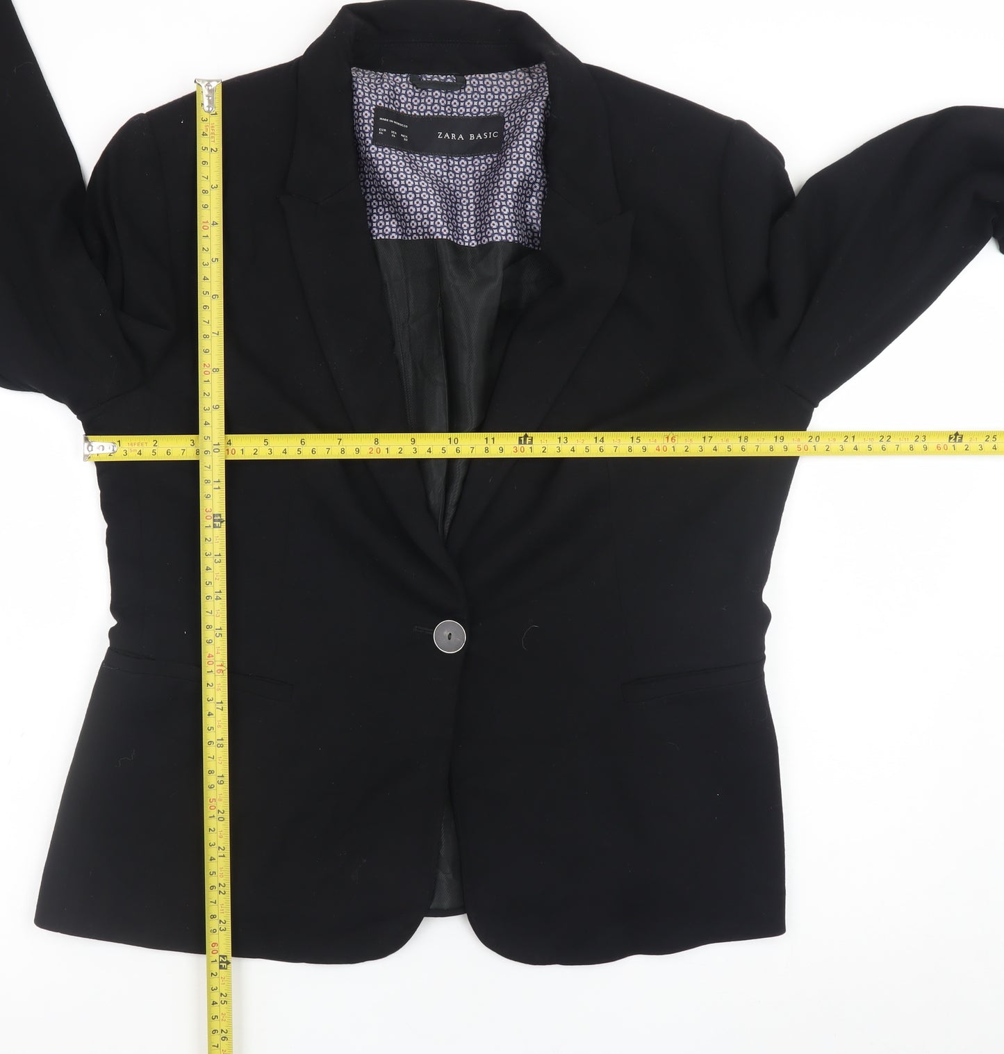 Zara Women Black Size 14 Blazer Jacket Lined Single-Breasted