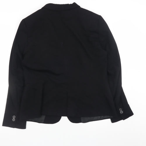 Zara Women Black Size 14 Blazer Jacket Lined Single-Breasted