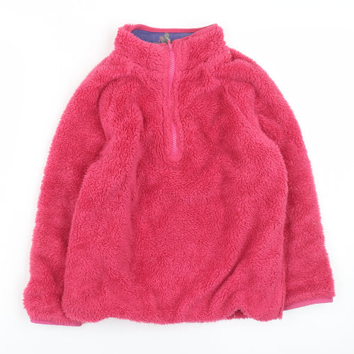 Joules Girls Pink Fleece 1/2 Zip Pullover Sweatshirt Age 7-8 Years