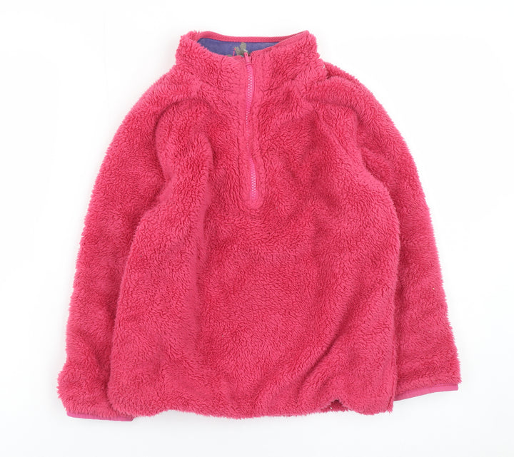 Joules Girls Pink Fleece 1/2 Zip Pullover Sweatshirt Age 7-8 Years