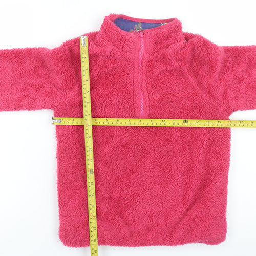 Joules Girls Pink Fleece 1/2 Zip Pullover Sweatshirt Age 7-8 Years