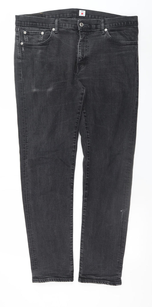 Edwin Men's Black Regular Tapered Denim Jeans 36W 32L Stretch