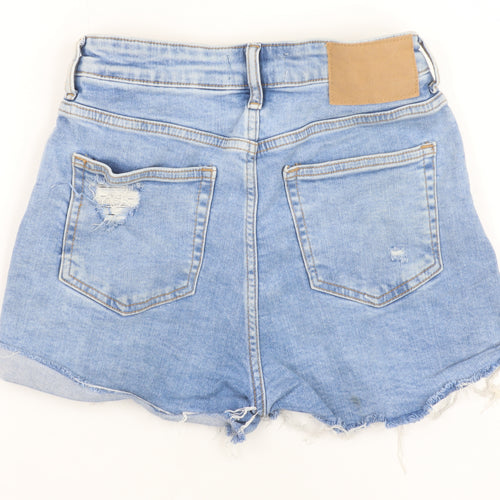 H&M Womens Blue Denim Cut-Off Shorts Size 6 High Rise