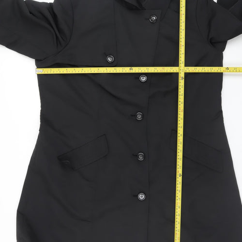 Marks and Spencer Women Black UK 20 Buttoned Mid-Length Coat