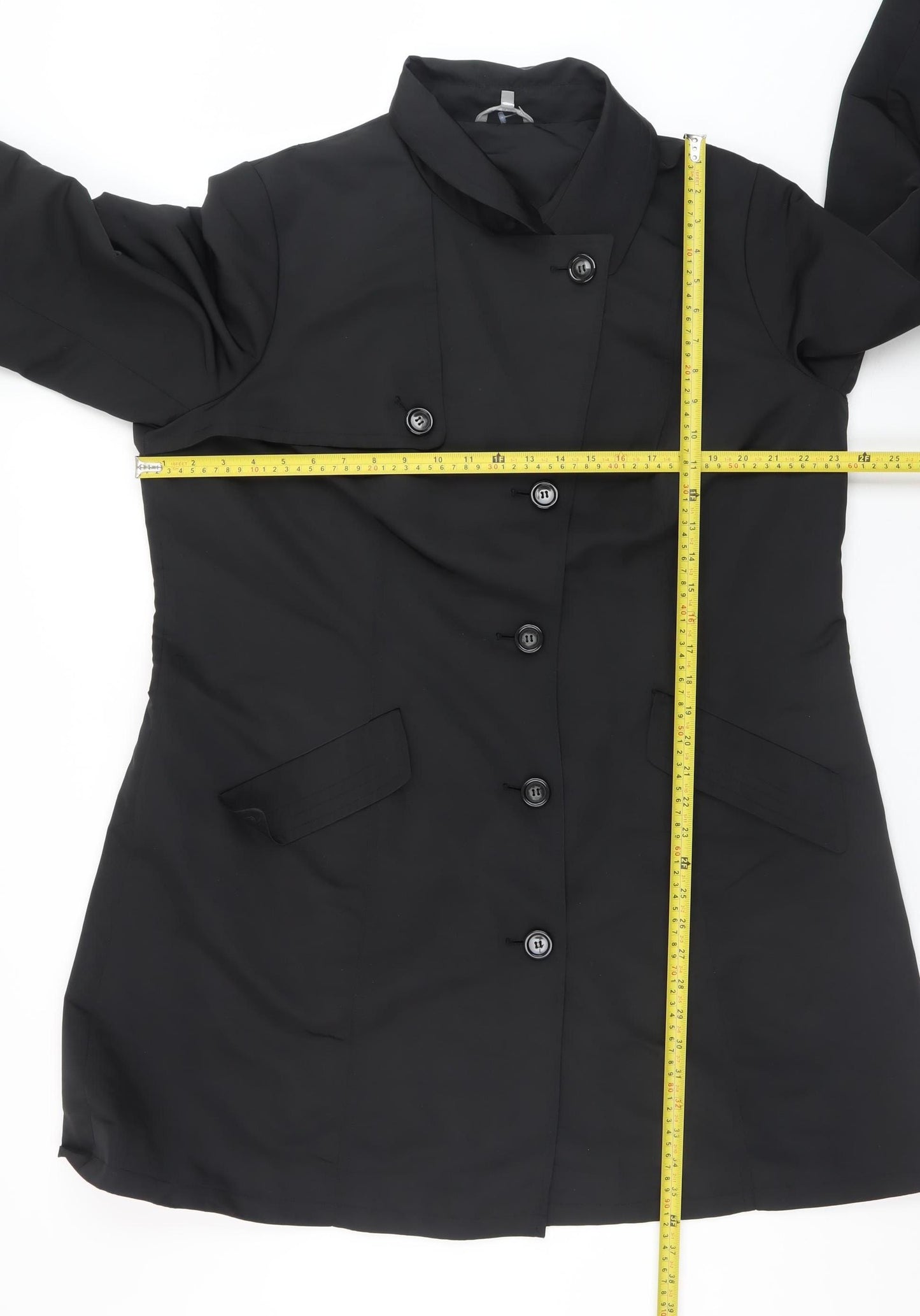 Marks and Spencer Women Black UK 20 Buttoned Mid-Length Coat