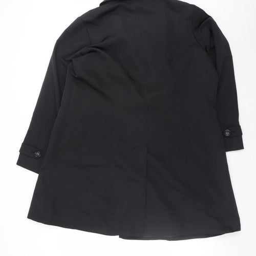 Marks and Spencer Women Black UK 20 Buttoned Mid-Length Coat