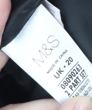 Marks and Spencer Women Black UK 20 Buttoned Mid-Length Coat