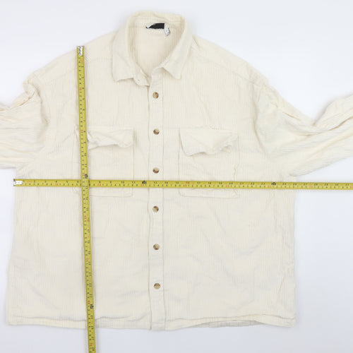 ASOS DESIGN Men's Ivory Corduroy Button-Up Shirt Size M