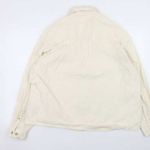 ASOS DESIGN Men's Ivory Corduroy Button-Up Shirt Size M