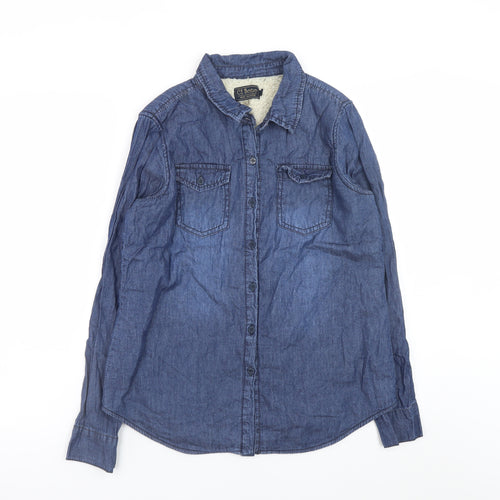 Ci Sono Women's Blue Denim Button-Up Long Sleeve Shirt M