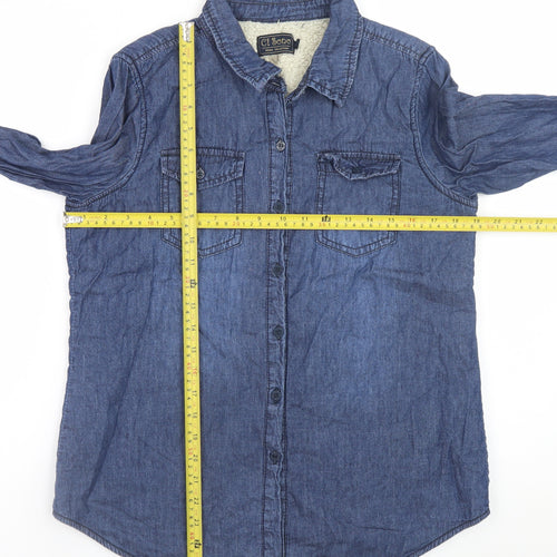 Ci Sono Women's Blue Denim Button-Up Long Sleeve Shirt M