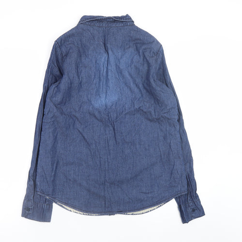 Ci Sono Women's Blue Denim Button-Up Long Sleeve Shirt M