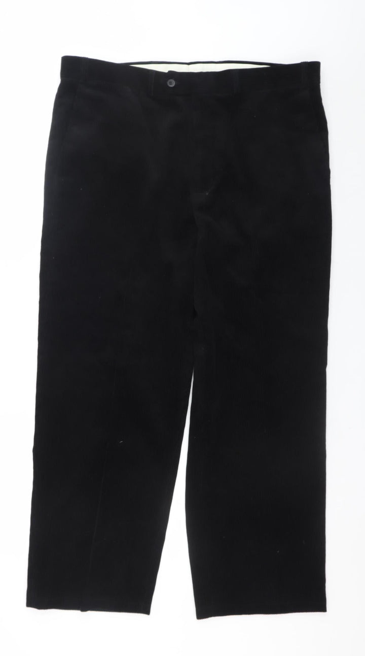 EWM Men's Black Corduroy Trousers Size 38W 31L Regular Fit