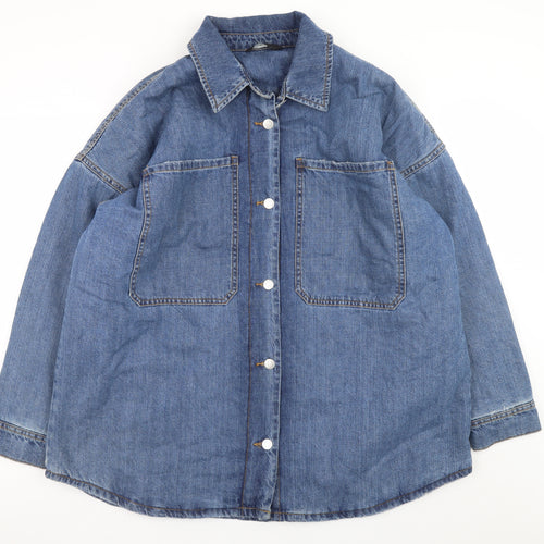 George Womens Blue Denim Cotton Relaxed Fit Long Sleeve Jacket Size 18