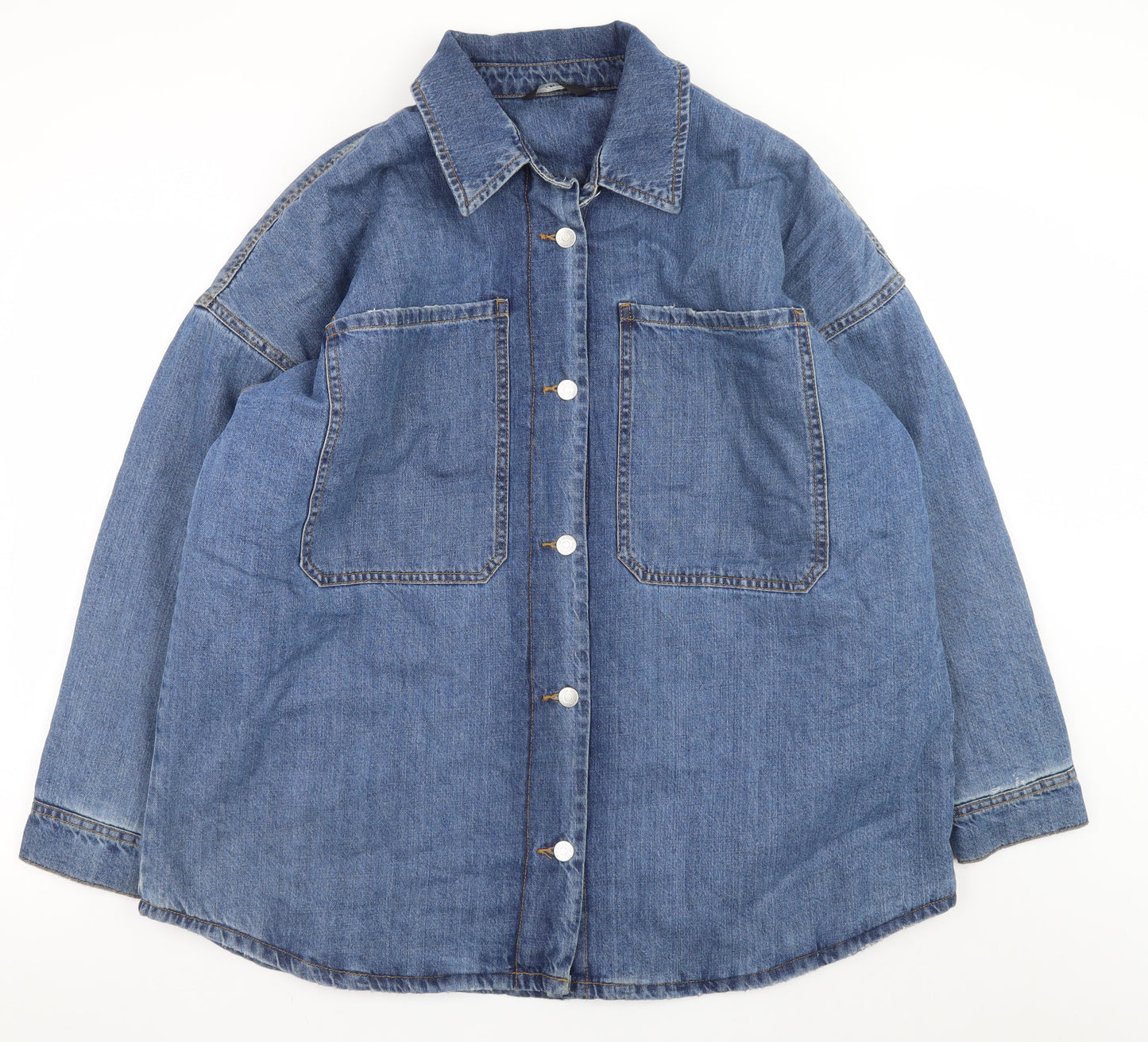 George Womens Blue Denim Cotton Relaxed Fit Long Sleeve Jacket Size 18