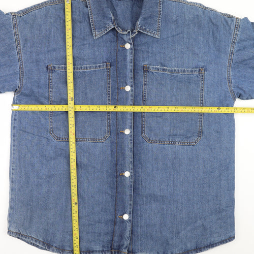 George Womens Blue Denim Cotton Relaxed Fit Long Sleeve Jacket Size 18